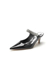 Burgundy Pointed Toe Wedding Shoes with Rhinestone