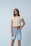 Holly Smocked Blouse in Cream