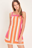 ELECTRIC SUMMER PINK ORANGE MINI DRESS