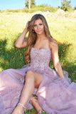 Alisha Gown Mauve Tulle A line Dress With Open Back