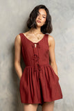 Wren Sleeveless Romper in Brick
