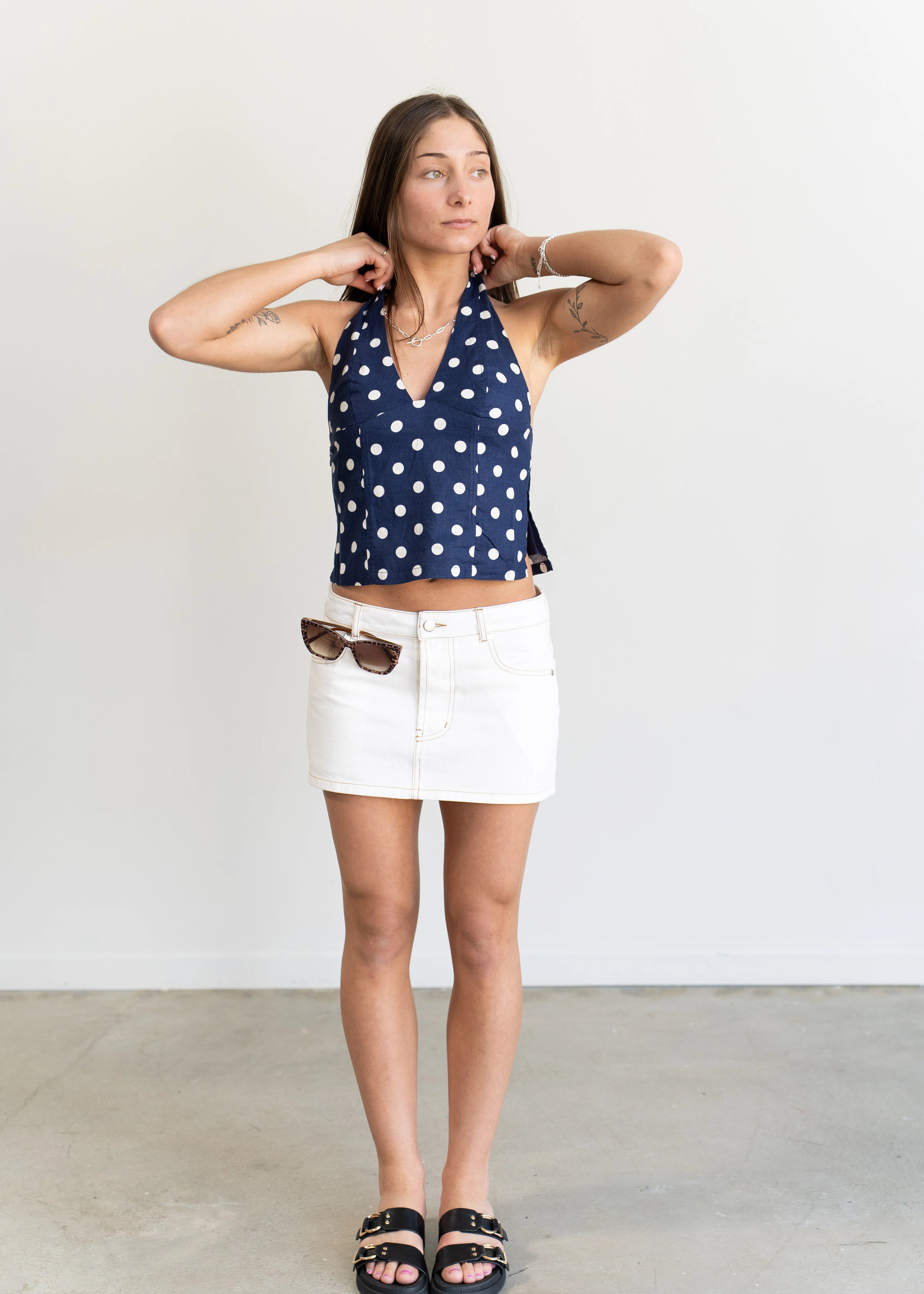 Gina Denim Mini Skirt White