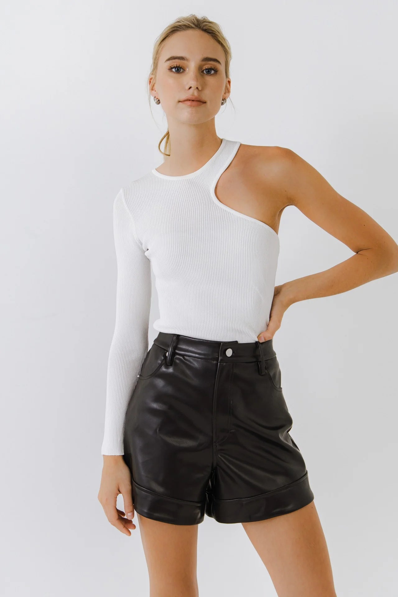 Rhea One Shoulder Ribbed Top