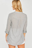 Alanna Stripe Button Down Top in Black