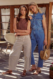 Allison Striped Barrel Jeans in Brown FINAL SALE