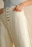 Flower Button Fly Pants