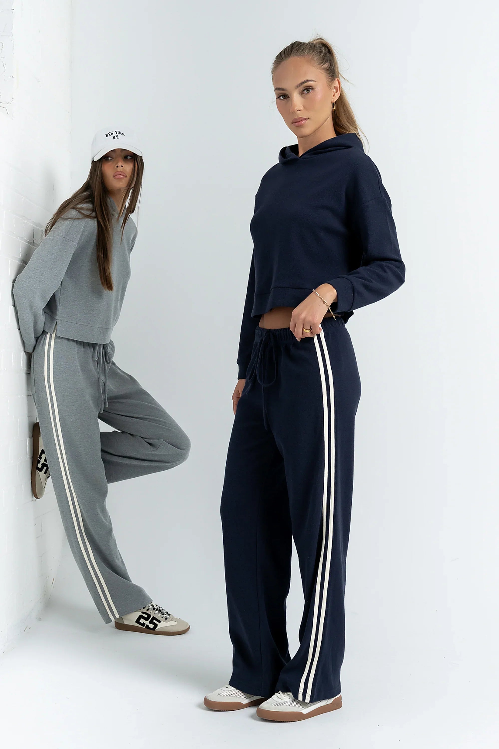 Kourtney Waffle Knit Hoodie in Grey