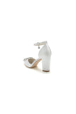 Rhinestone Pointed Toe Ankle Strap Buckle Chunky Heel
