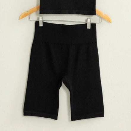 Rosie Ribbed Biker Short in Black