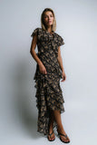 James Ruffle Maxi Dress in Black FINAL SALE