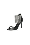 Black Rhinestone Thick High Heels