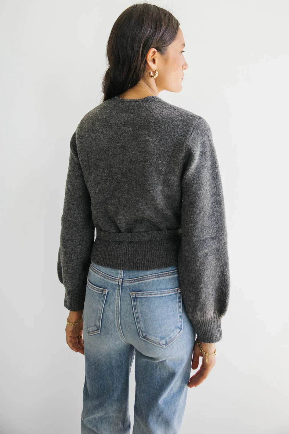 Addie Wrap Cardigan in Charcoal FINAL SALE