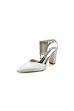 Pointed Toe Beading Tassel Satin Chunky Heels