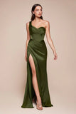 AUDRA GOWN ONE SHOULDER LUXE SATIN CORSET DRESS