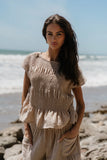 Ashton Smocked Top in Taupe