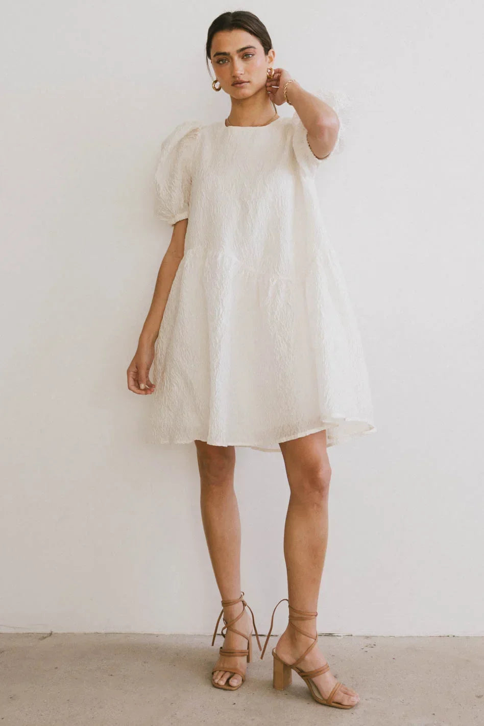 Maison Textured Mini Dress in White FINAL SALE
