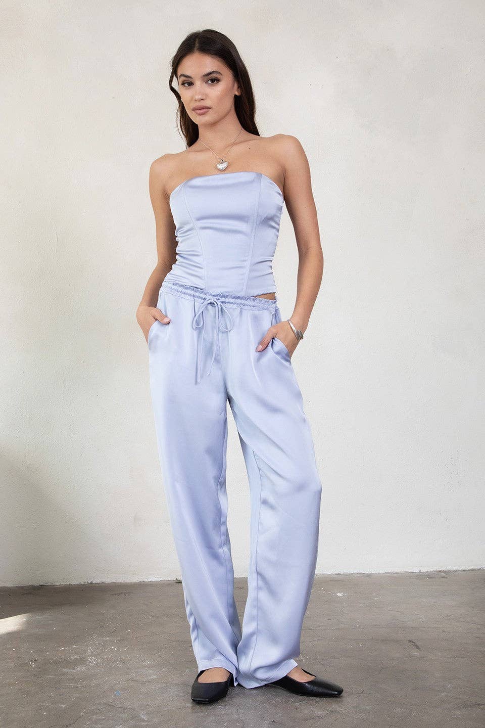 Julyana Stretch Satin Pants Set