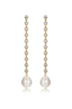 Crystal Chain Pearl Drop Earrings