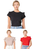 Brooke Ruffle Shoulder Tee multiple colors