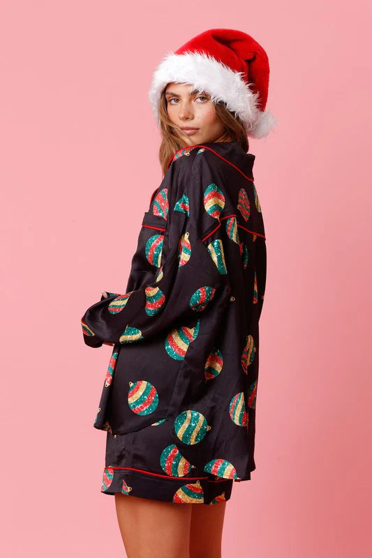 Christmas Ornament Satin PJ Set