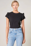 Brooke Ruffle Shoulder Tee multiple colors