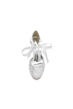Elegant White Lace High Heels with Bow Accent