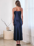 Camilla Silk Midi Dress in Navy