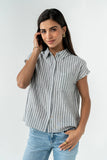 Janel Collared Striped Top