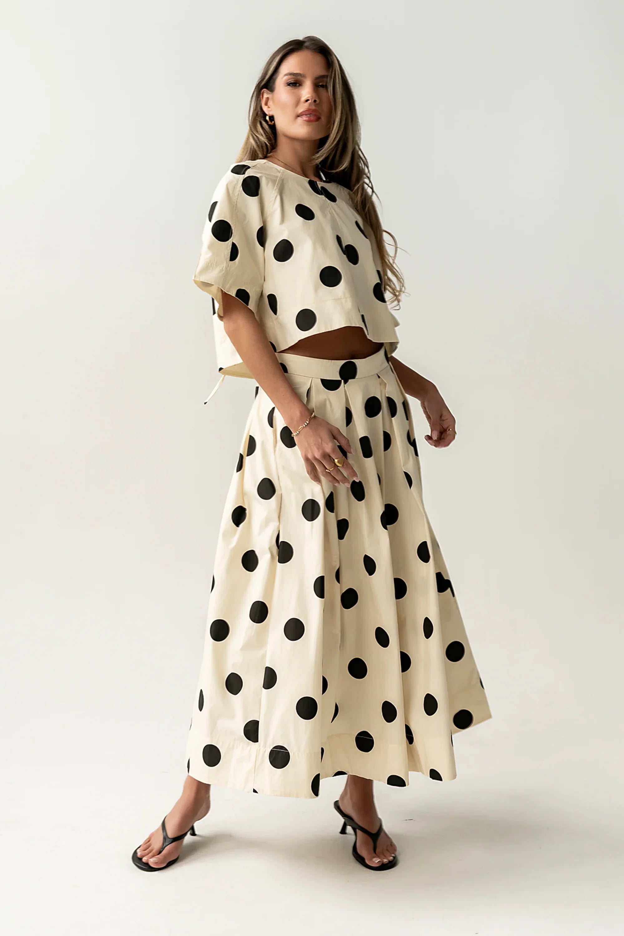 Jacklynn Polka Dot Midi Skirt