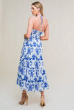 FLAHERTY BLUE WHITE MIDI DRESS