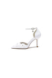 Womens Wedding Shoes Pointed Toe Ankle Strap Stiletto Heels With Lace