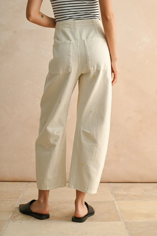 Flower Button Fly Pants