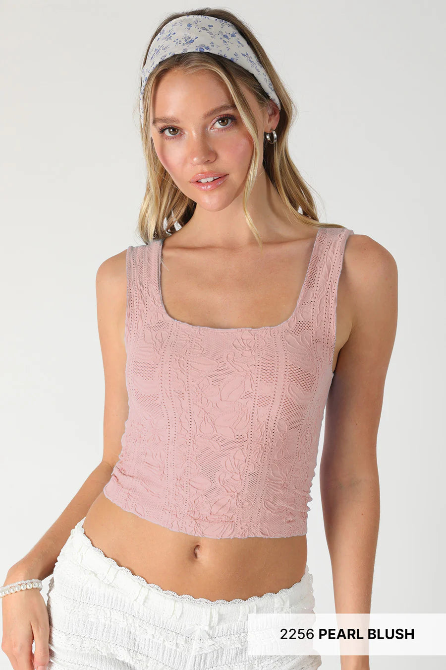 Stacie Double Lace Square Crop Tank