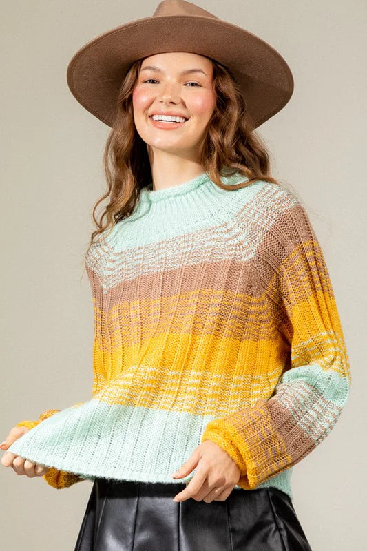 Adkins Ribbed High Neck Sweater