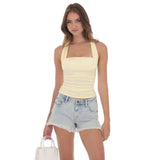 Lucy in the Sky Halter Ruched Top in Yellow