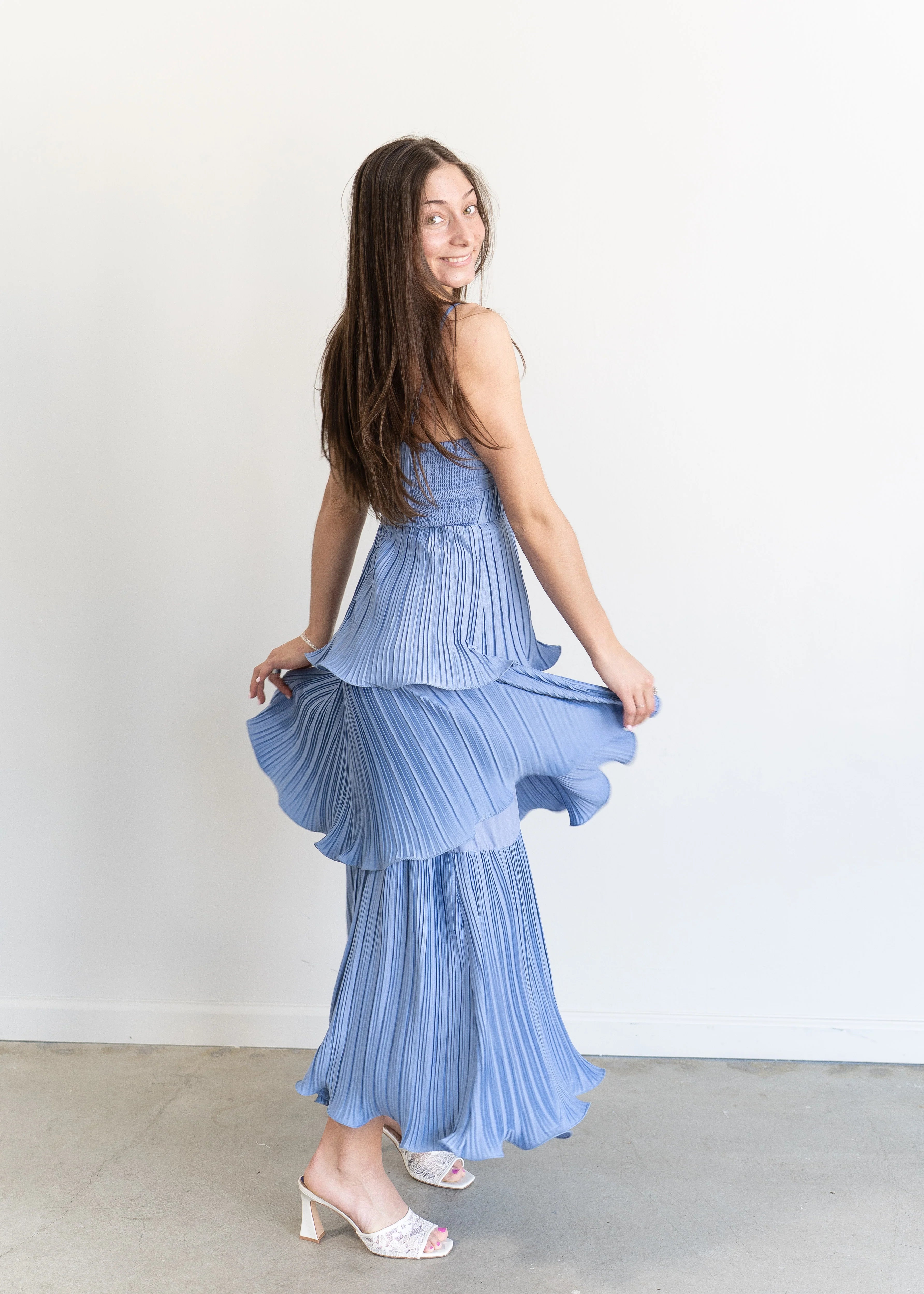 Lupin Tiered Dress Slate Blue