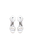 Open Toe Floral Beading Stiletto Heels