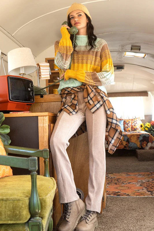 Adkins Ribbed High Neck Sweater