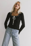 Swenn Ribbed Top in Black