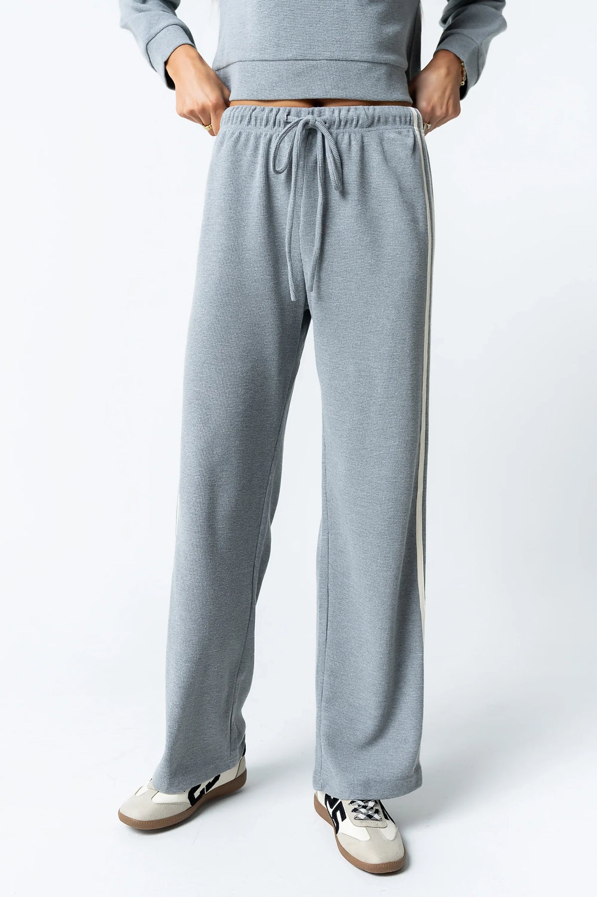 Kourtney Waffle Knit Pants in Grey