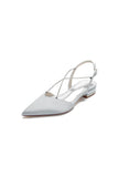 Satin Pointed Toe Beading Buckle Kitten Heels