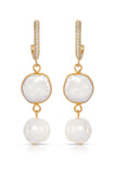 Dangling Freshwater Pearl Huggie Hoop Earrings