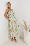 Ava Floral Midi Dress in Sage FINAL SALE