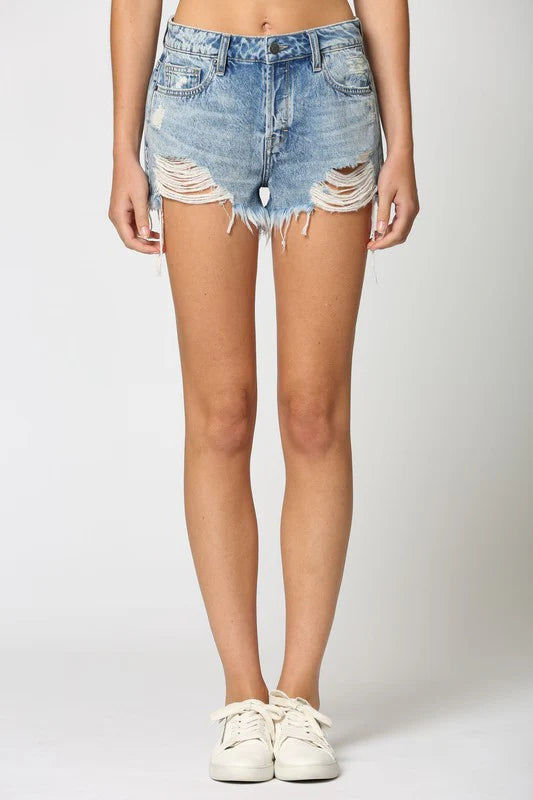 Miranda Vintage Wash Frayed Mom Shorts