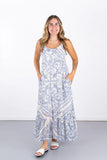 Magie Ruffle Trim Print Sleeveless Maxi Dress