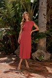 Vaeda Ribbed Tie Dress in Berry FINAL SALE
