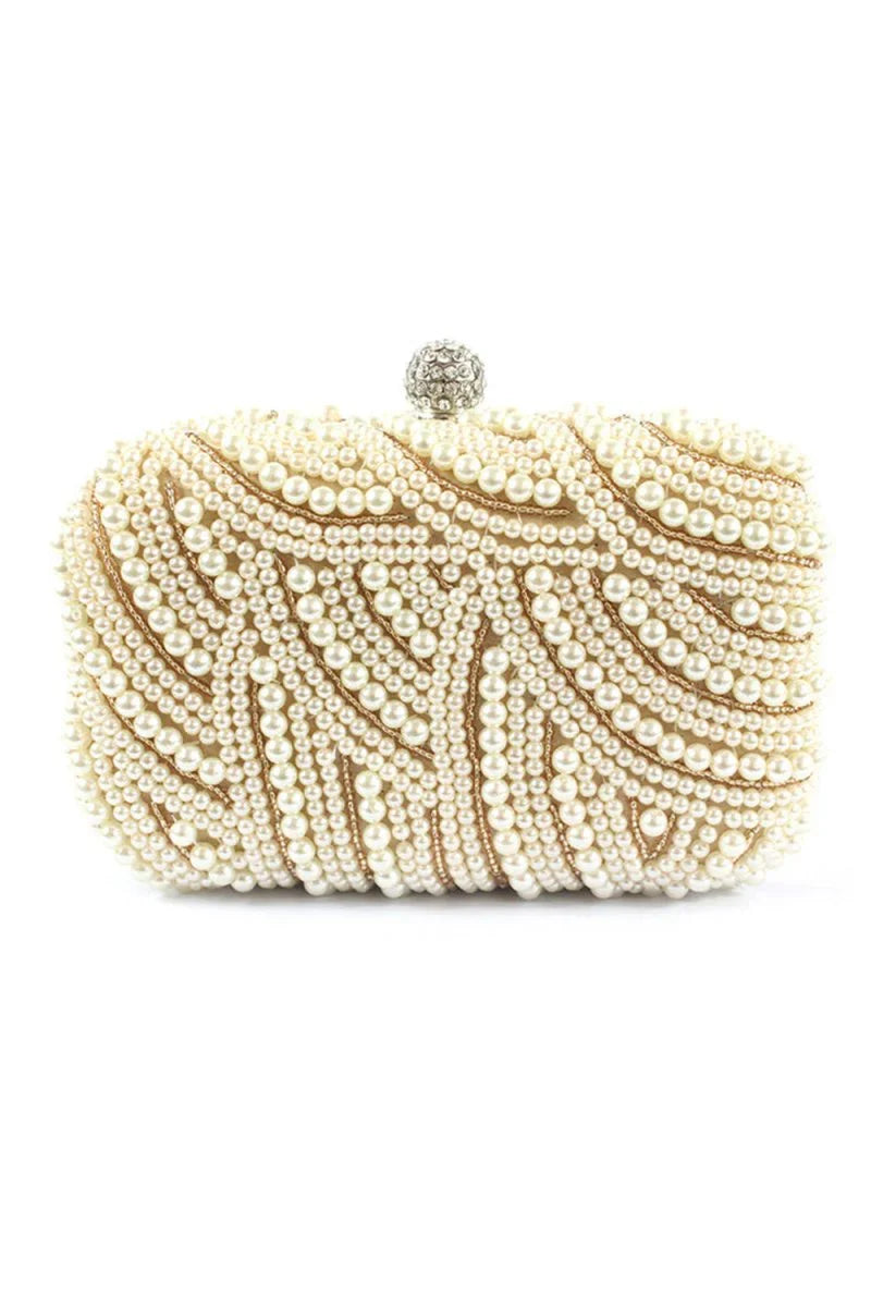 Amazing Pearl With Crystal Rhinestone Chain Clutches