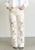 Shia Lace Detail Jeans Beige