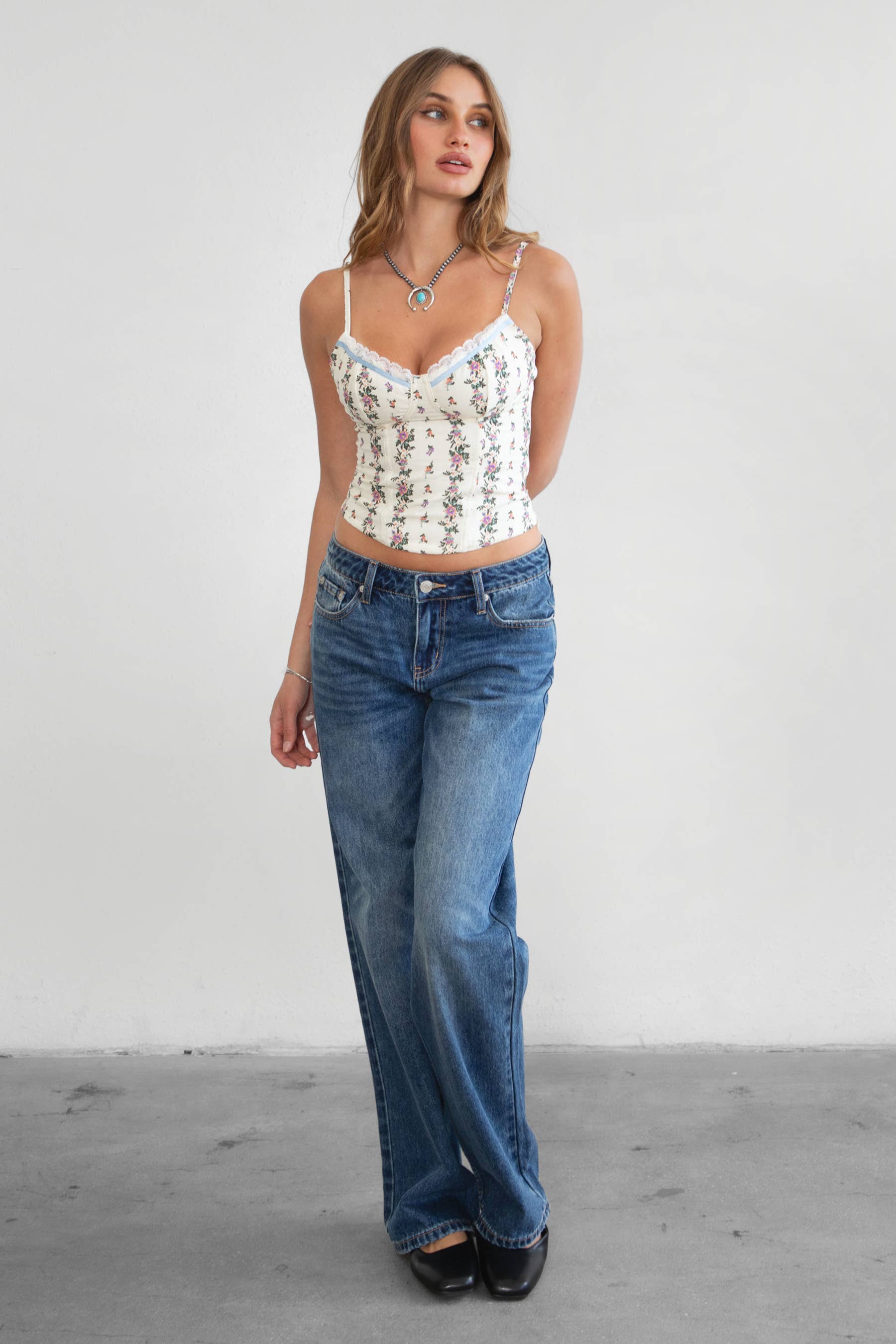 Streit Dark Denim Washed Low Rise Straight Leg Jeans