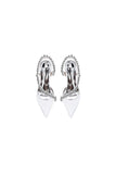 White Satin High Heels with Crystal Embellishments